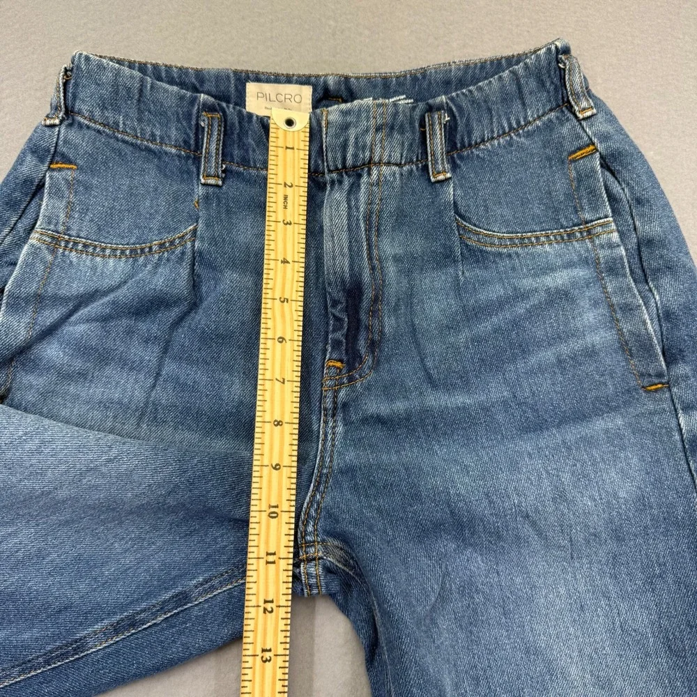 Pilcro Anthropologie Barrel Leg Jeans 27 Medium Wash Blue High Rise Relaxed Seam